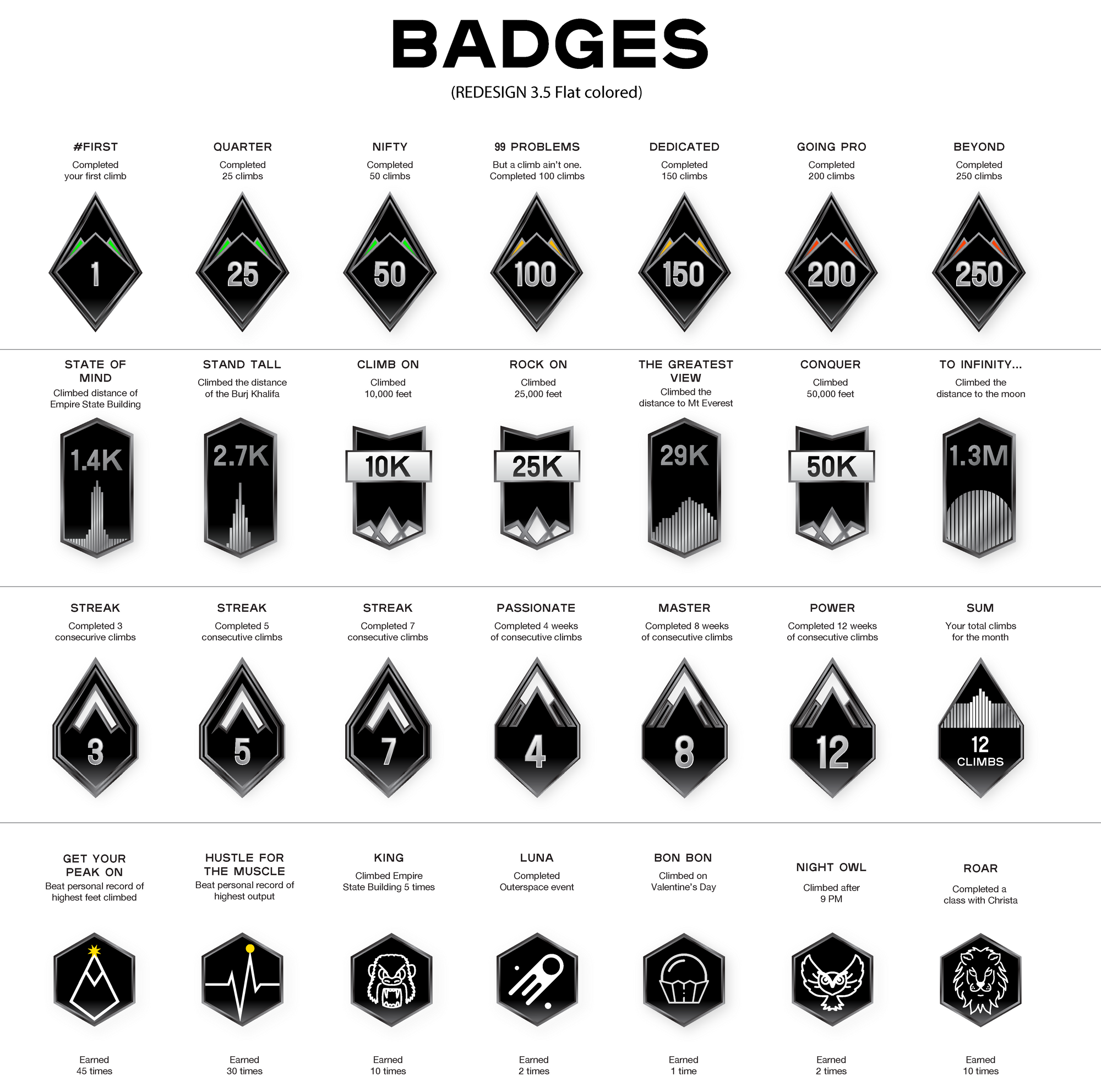 CLMBR - Achievement Badge Designs